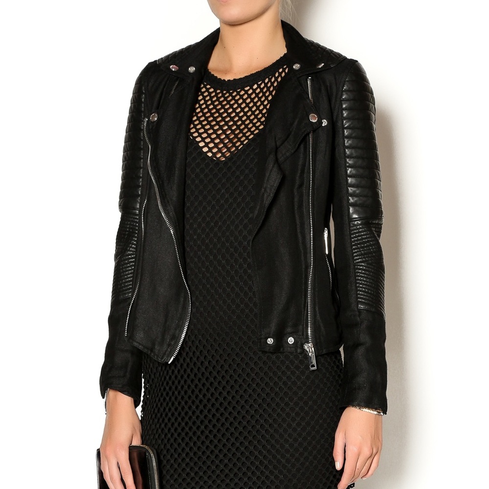 BLANK NYC Cotton/Vegan Leather Moto Jacket
